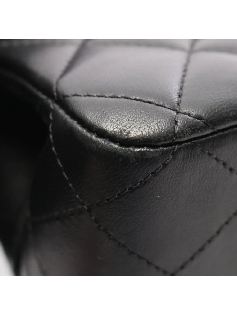 Chanel Shoulder Bag Quilted Double Flap Black Lambskin Chain